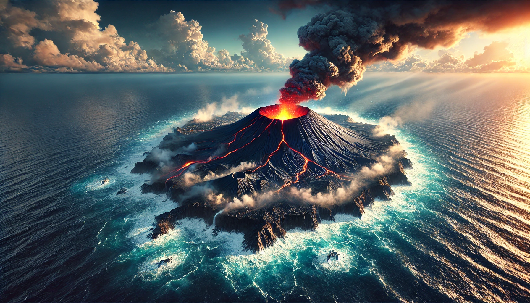 ظهور جزيرة جديدة في المحيط الهادئ بعد ثوران بركاني